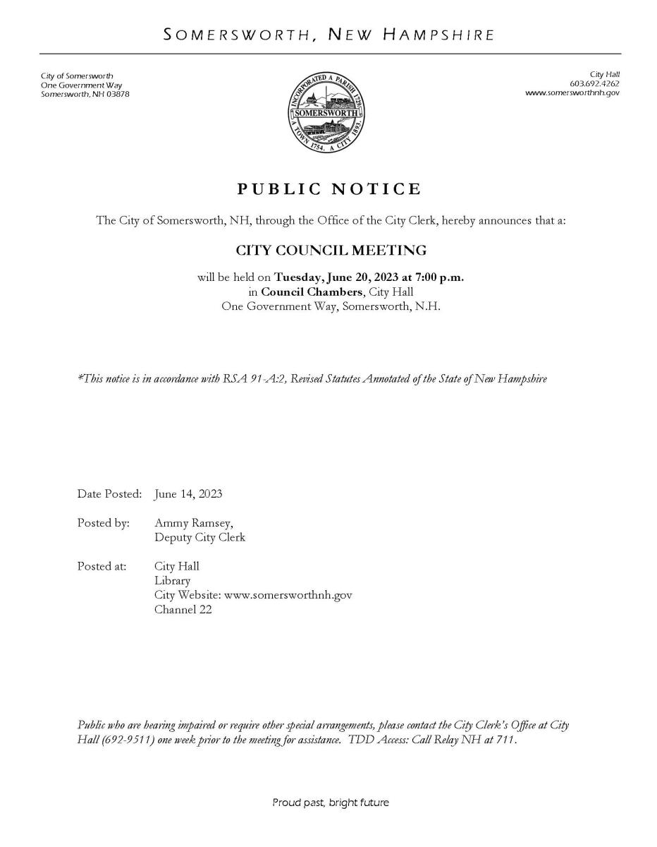City Council Meeting Public Notice