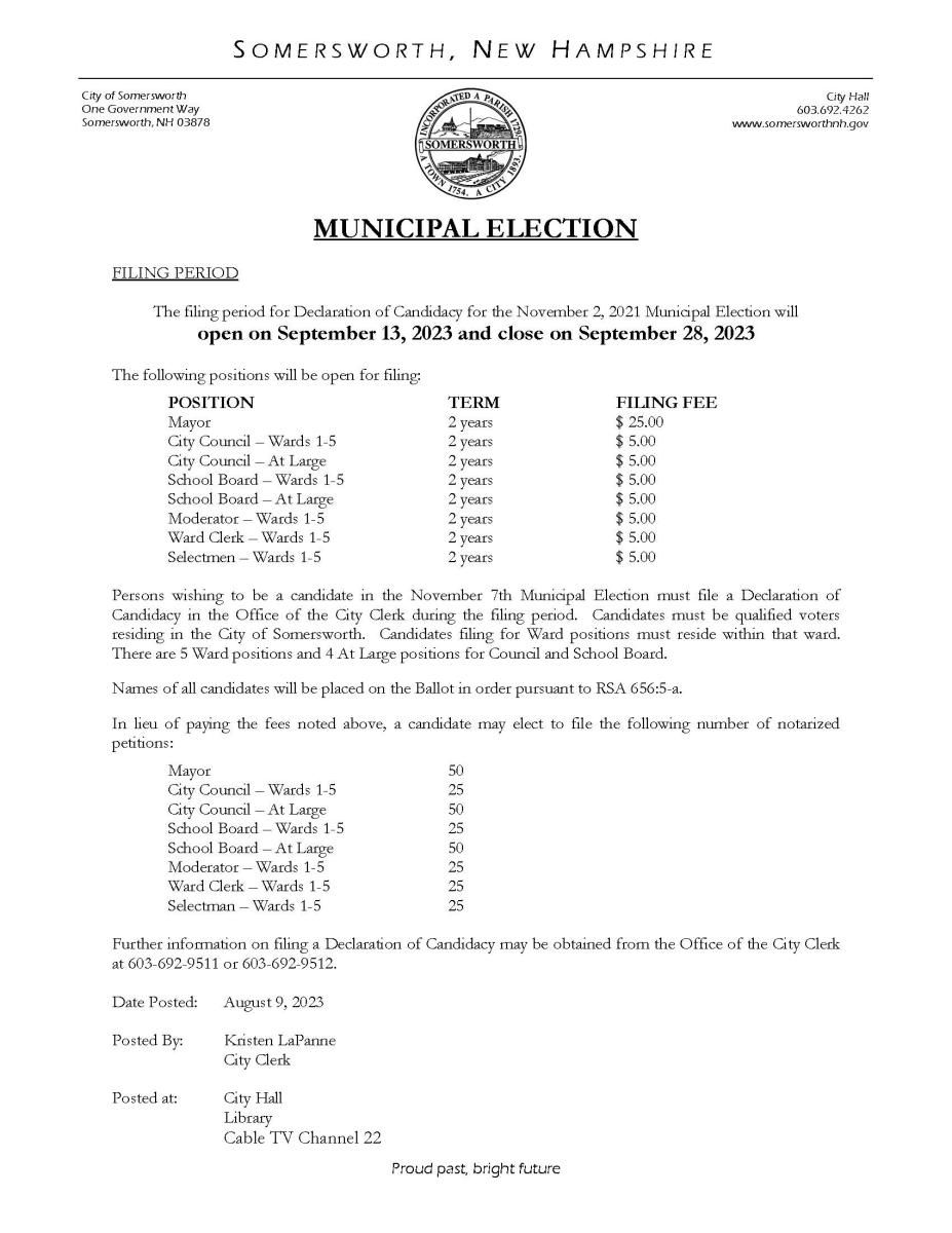 Election Filing Period