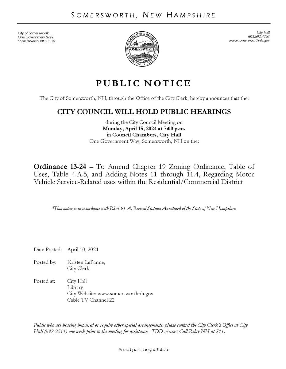 Public Notice - Ordinance 13-24