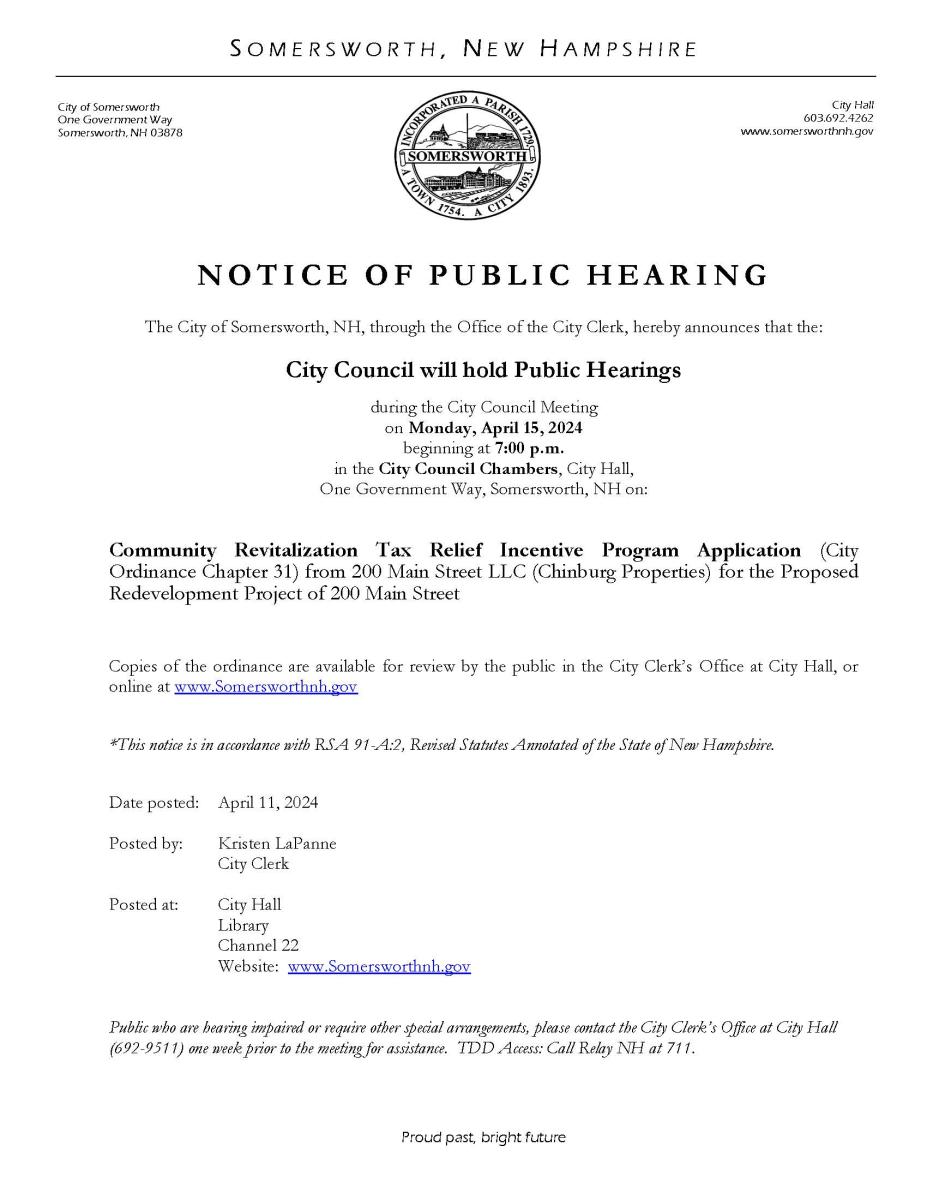 Public Hearing Tax Relief