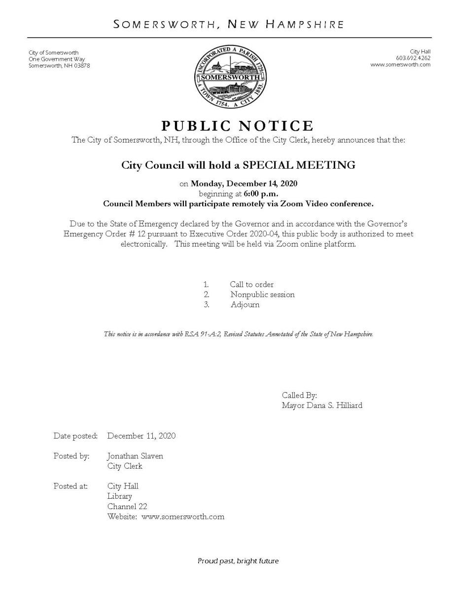 Council Special Meeting